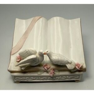 House of Lloyd 1993 Open Book With Doves Porcelain Music Box -Works - Video